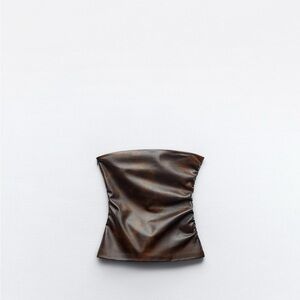 Zara Brown Leather Tube Top